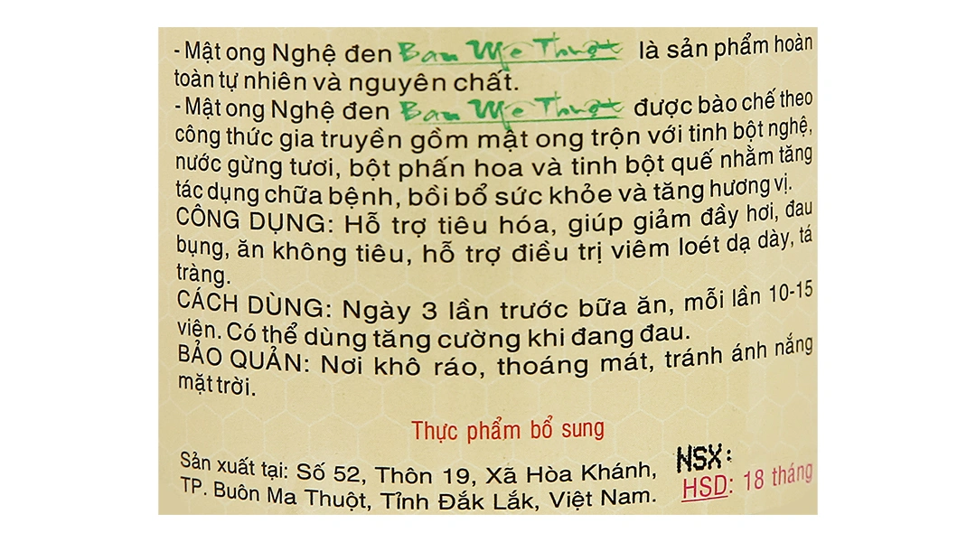 Viên mật ong nghệ đen Ban Mê Thuột hũ 120g - 4